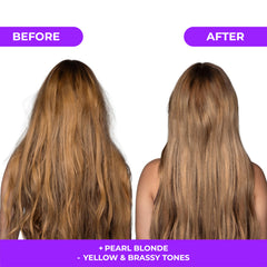 Naissant Pearl Blonde hair wash application demonstrates the 2-step routine in action.