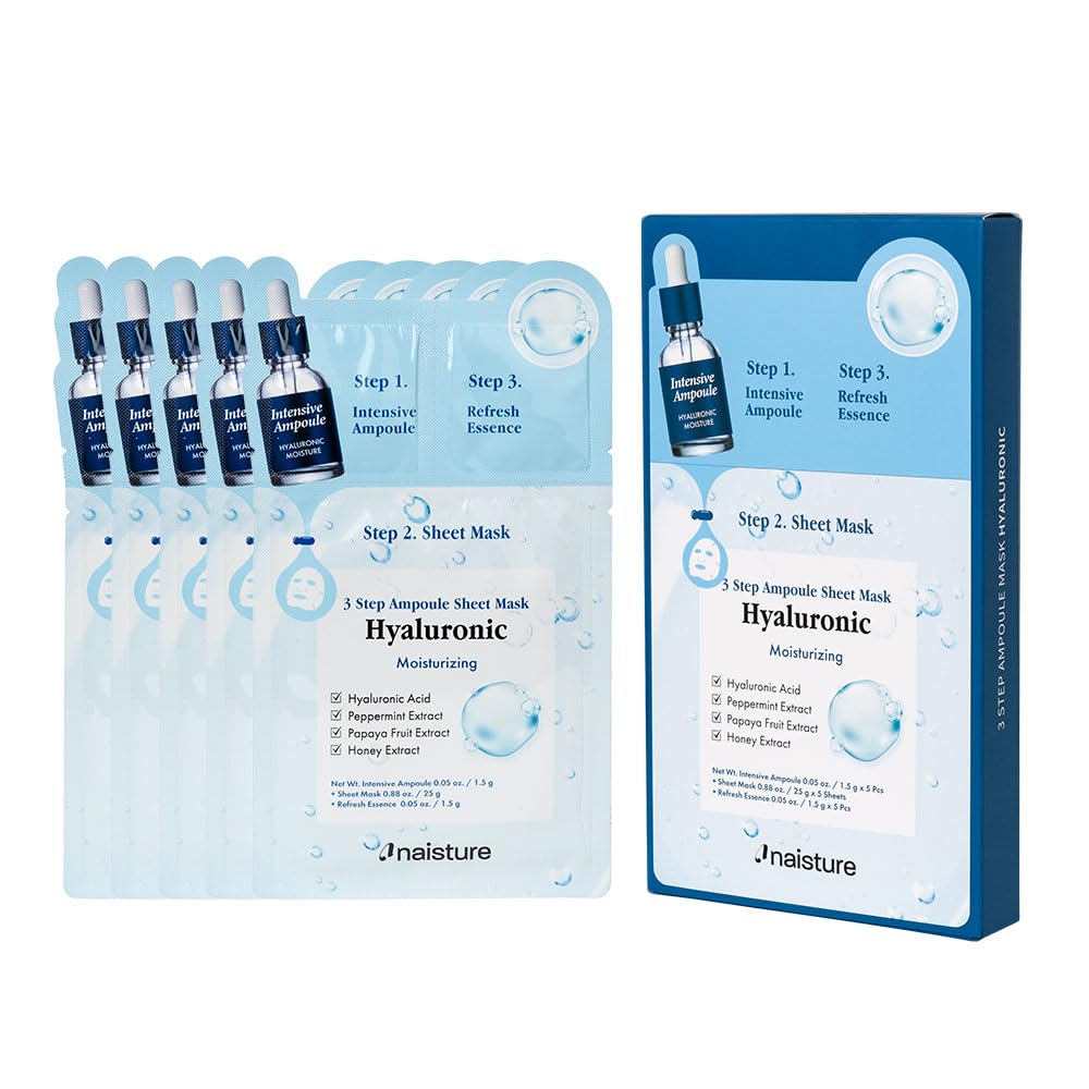 Naisture 3-step hydration sheet mask set for daily moisture and softness