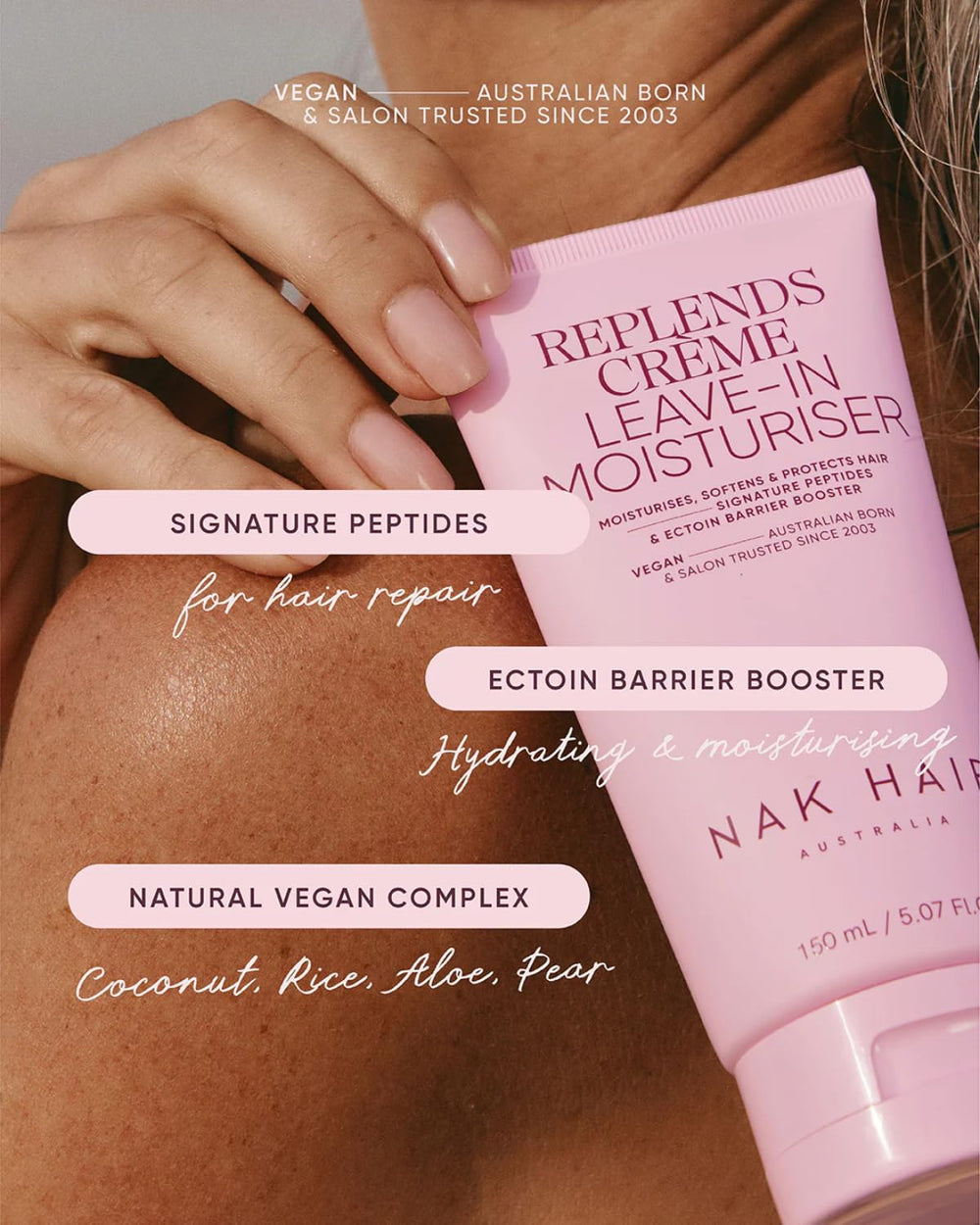 NAK Hair Australia Signature Replends Creme ingredients focus Baobab and peptides