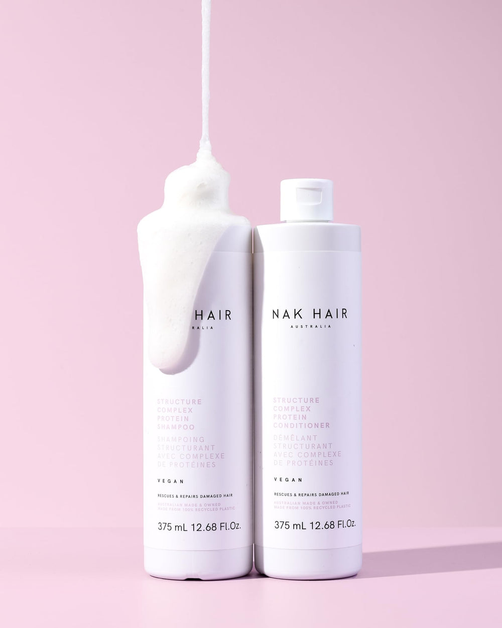 Silky, hydrated hair after using NAK Structure Complex conditioner.