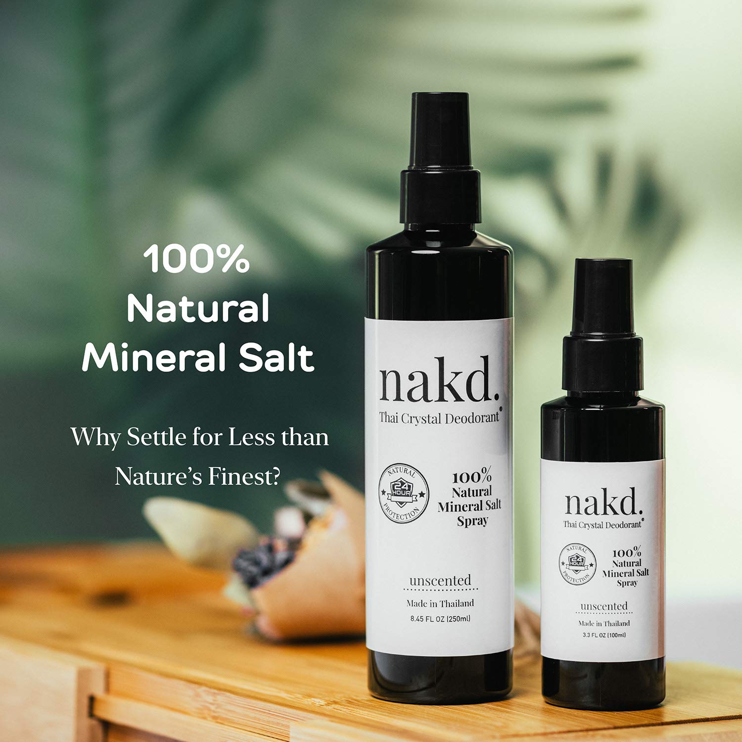 nakd. Thai Crystal Deodorant Spray packaging highlights travel-friendly 2-pack value