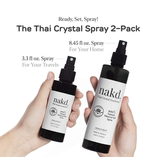 nakd. Thai Crystal Deodorant Spray travel bottle ideal for on-the-go freshness