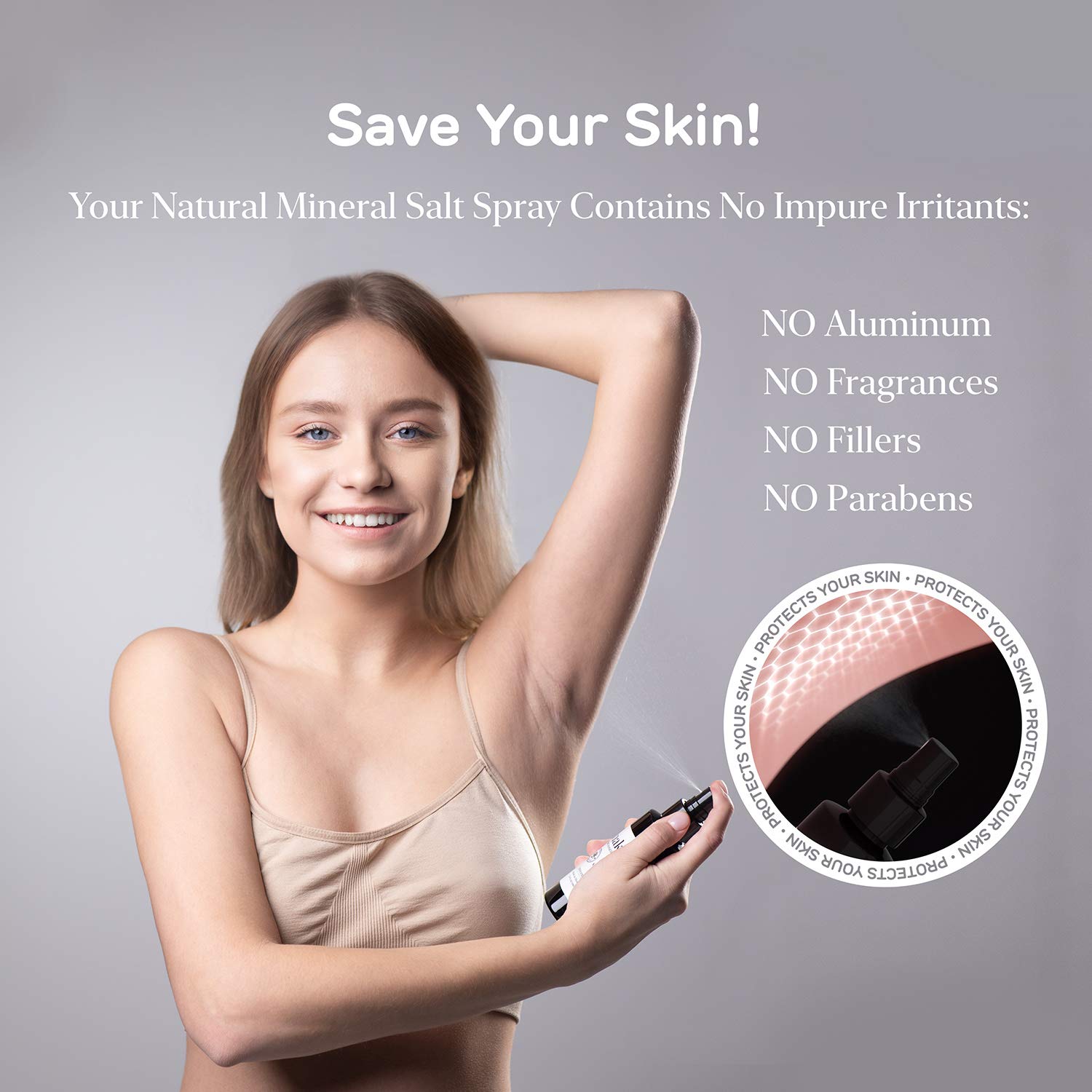 nakd. Thai Crystal Deodorant Spray unscented label signifies fragrance-free use
