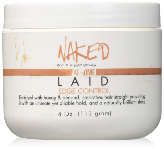 Naked by Essations Laid Edge Control bottle closeup showing grease-free hold for edges