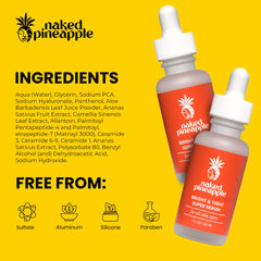 Naked Pineapple Bright & Tight serum dropper close-up for precise, lightweight application.