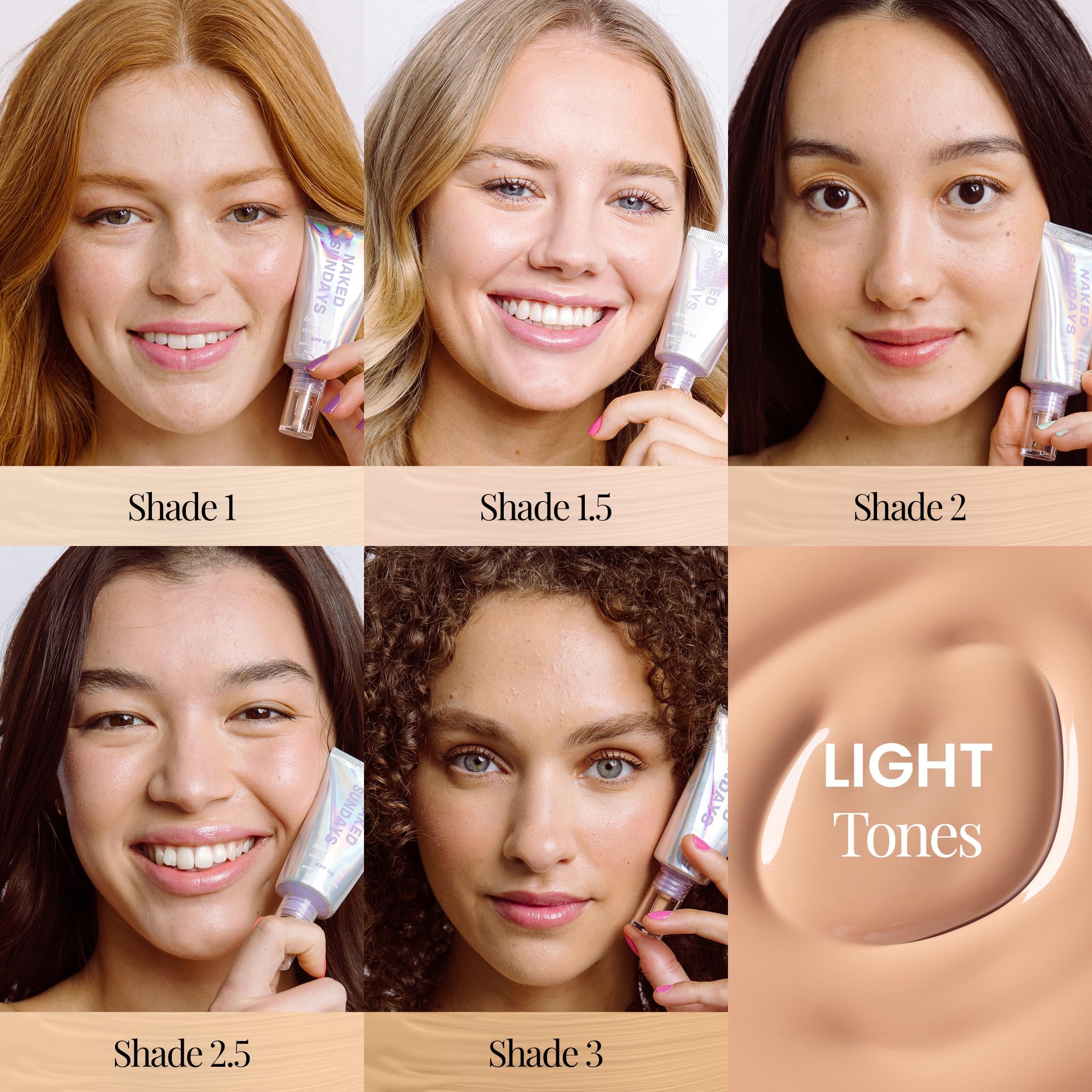 Naked Sundays BeautyScreen packaging and texture highlight breathable, non-greasy wear.