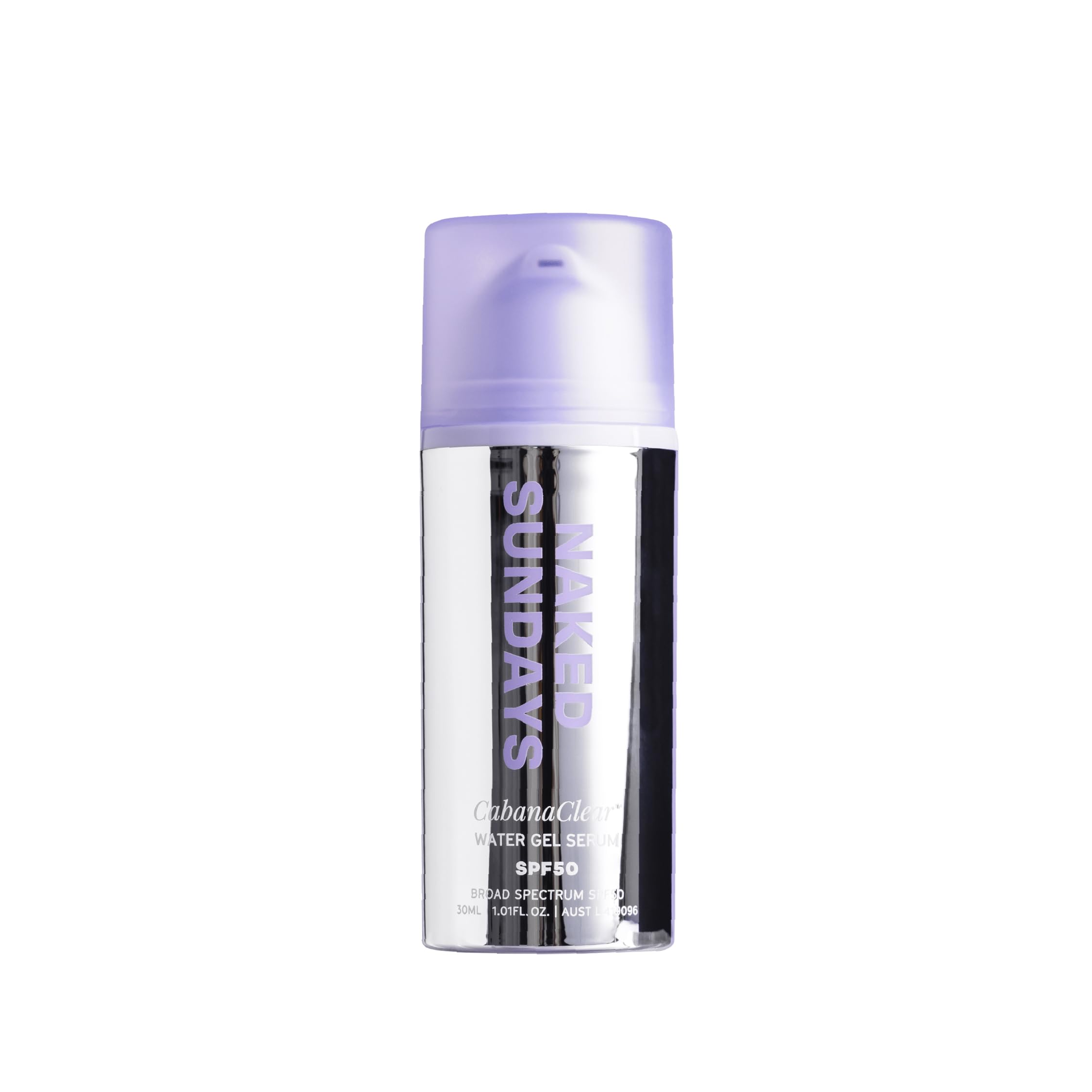 Naked Sundays CabanaClear SPF 50 bottle with clear gel texture for daily protection