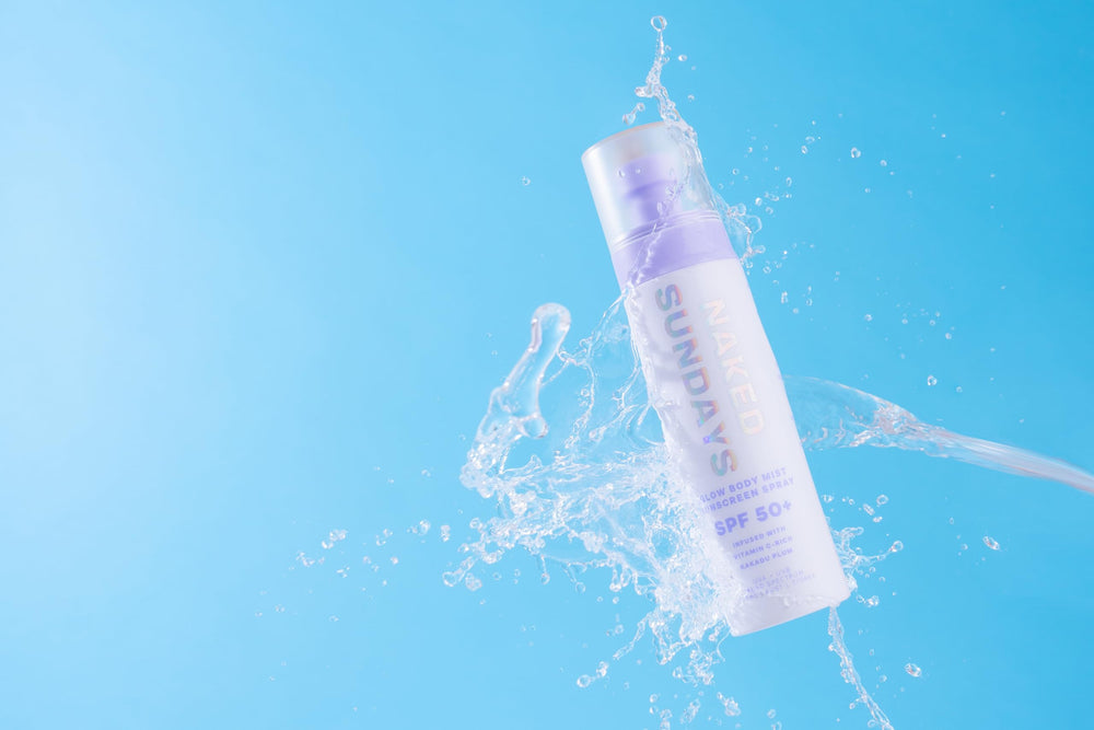 Naked Sundays Glow body moisturizer plus SPF for hydrated, radiant skin.
