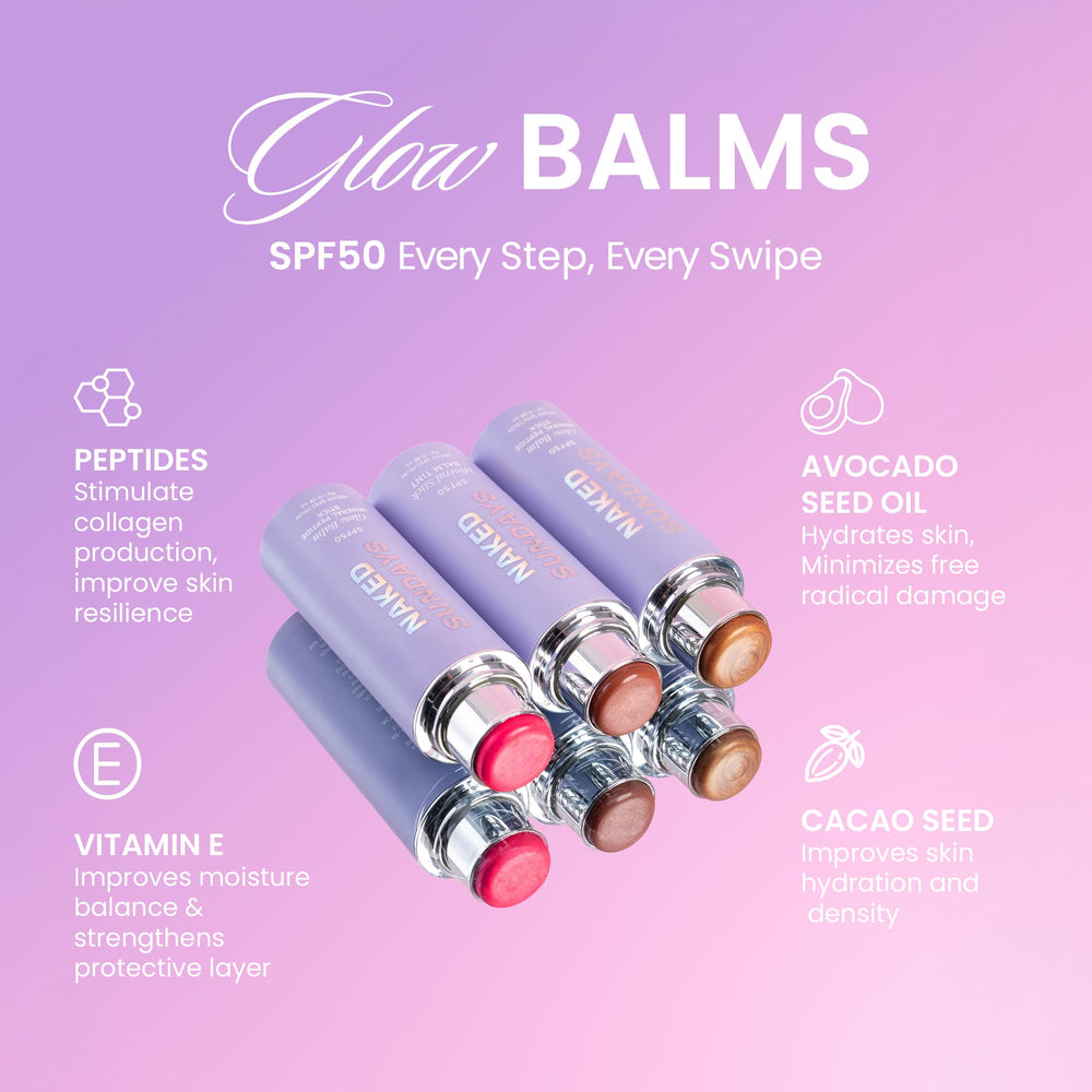 Naked Sundays peptide-infused blush stick texture close-up highlights hydrating formula