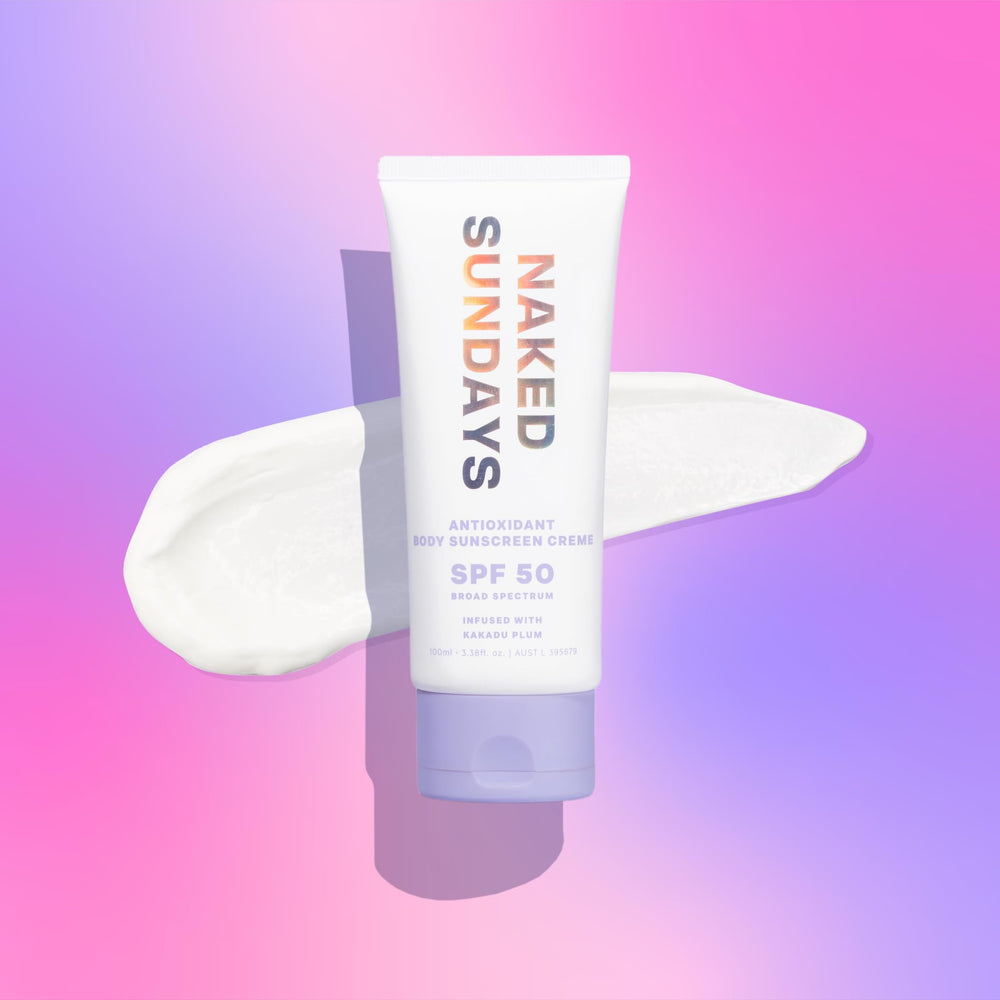 Naked Sundays SPF50 bottle pump angled for convenient application