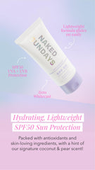 Naked Sundays SPF50 cream texture appears light and non-greasy