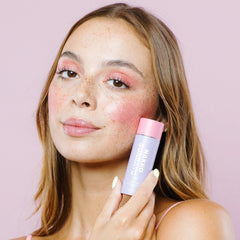 Naked Sundays Glow Balm Pink Pop swatches reveal buildable color for cheeks and lips