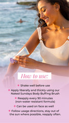 Naked Sundays SPF50 Golden Glow green tea extract close-up underscores antioxidant-rich formula.