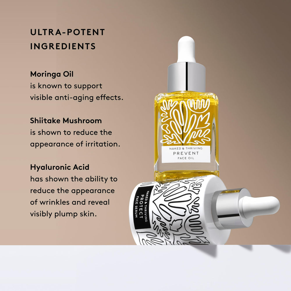 Naked & Thriving Day Set glass packaging conveys premium skincare