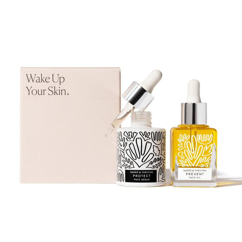 Naked & Thriving Protect Antioxidant Day Serum bottle showcasing hydration and glow