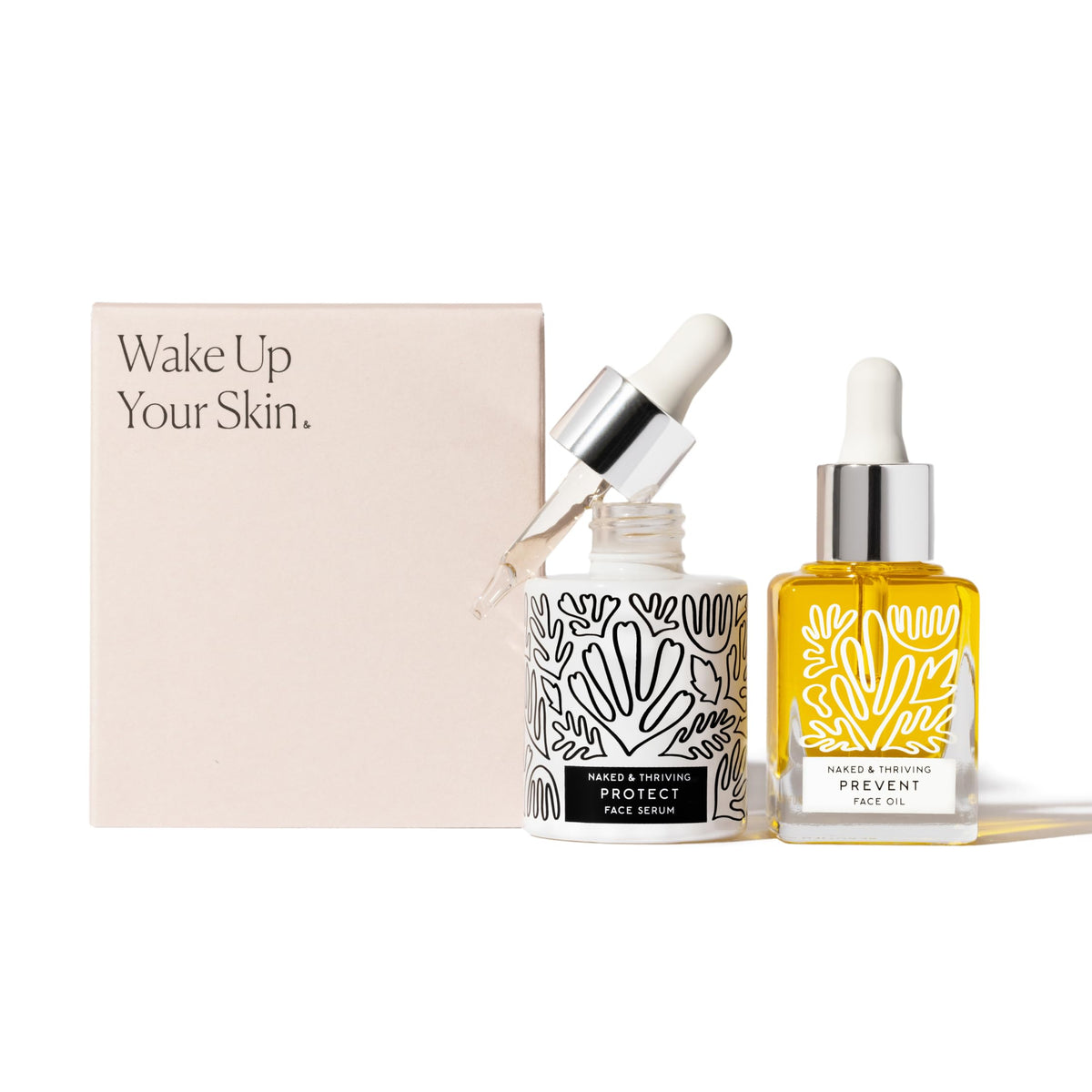 Naked & Thriving Protect Antioxidant Day Serum bottle showcasing hydration and glow