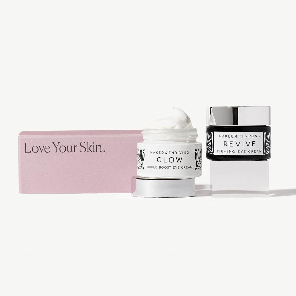 Naked & Thriving Glow Triple Boost Eye Cream packaging for a hydration boost