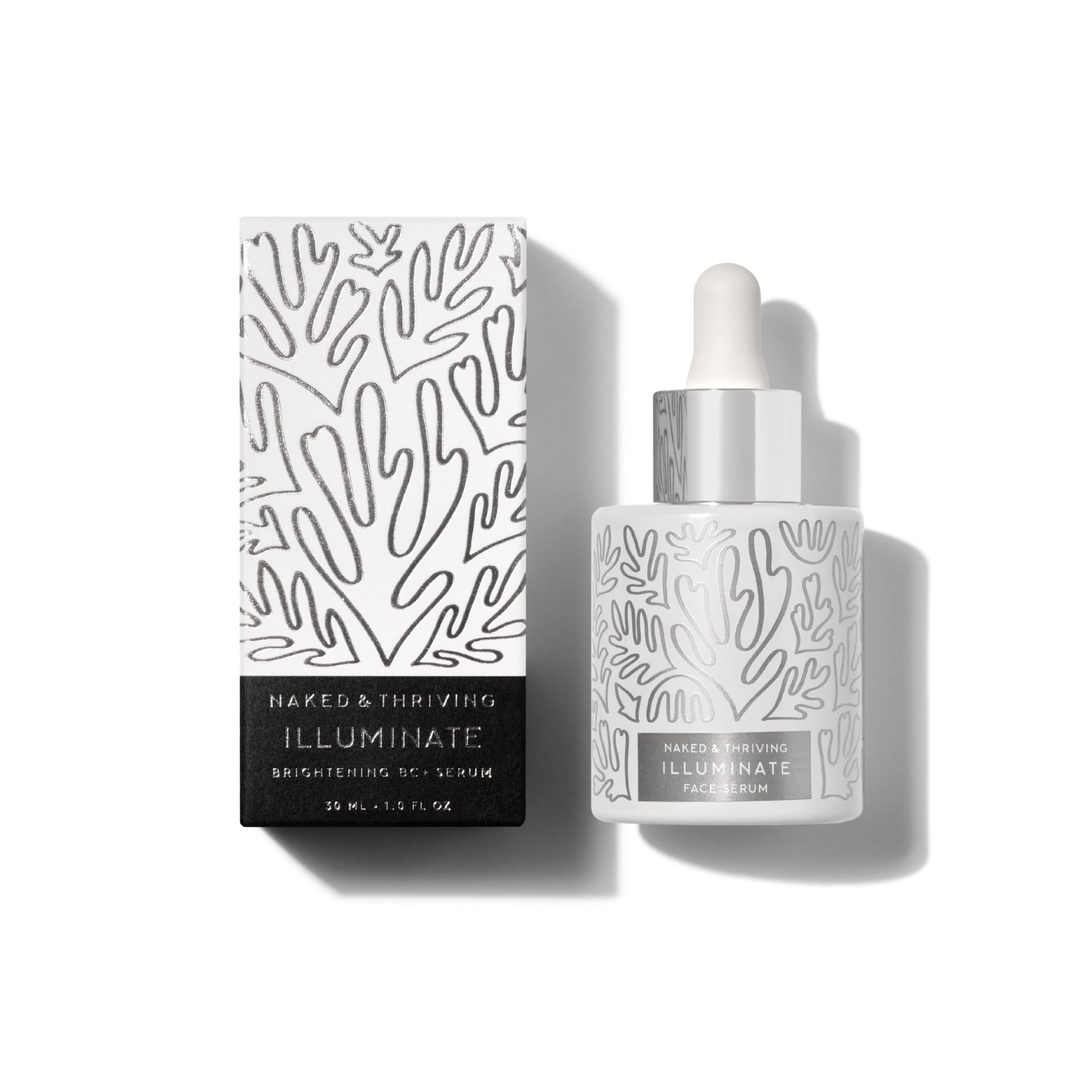 Naked & Thriving Illuminate BC+ bottle close-up for radiant, hydrated skin.