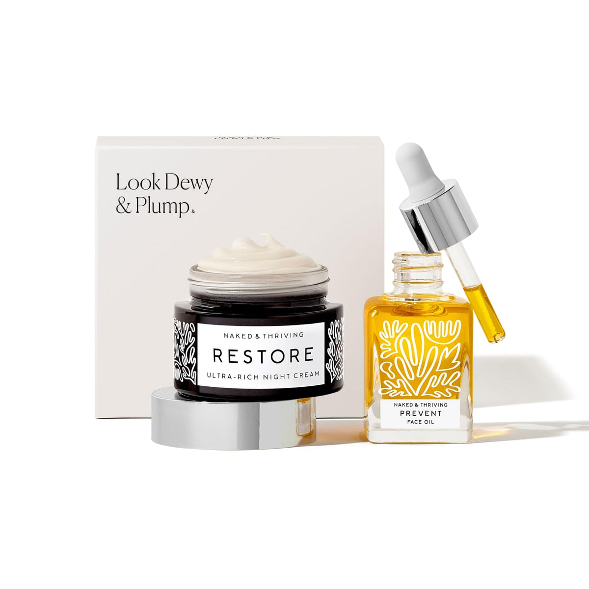 Naked and Thriving Restore night cream jar delivers deep hydration for smoother skin
