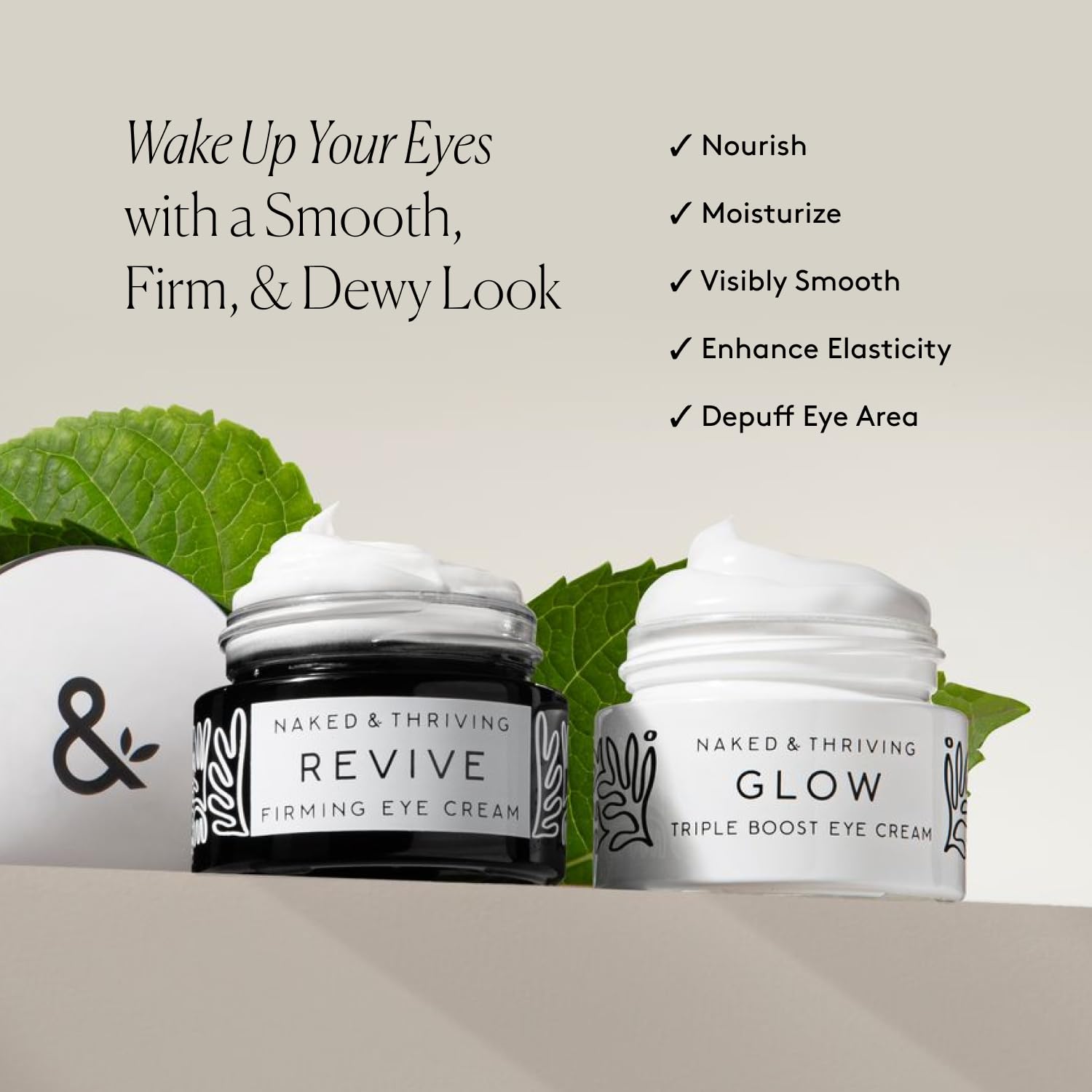 Naked & Thriving Revive Firming Eye Cream texture close-up showing smooth finish
