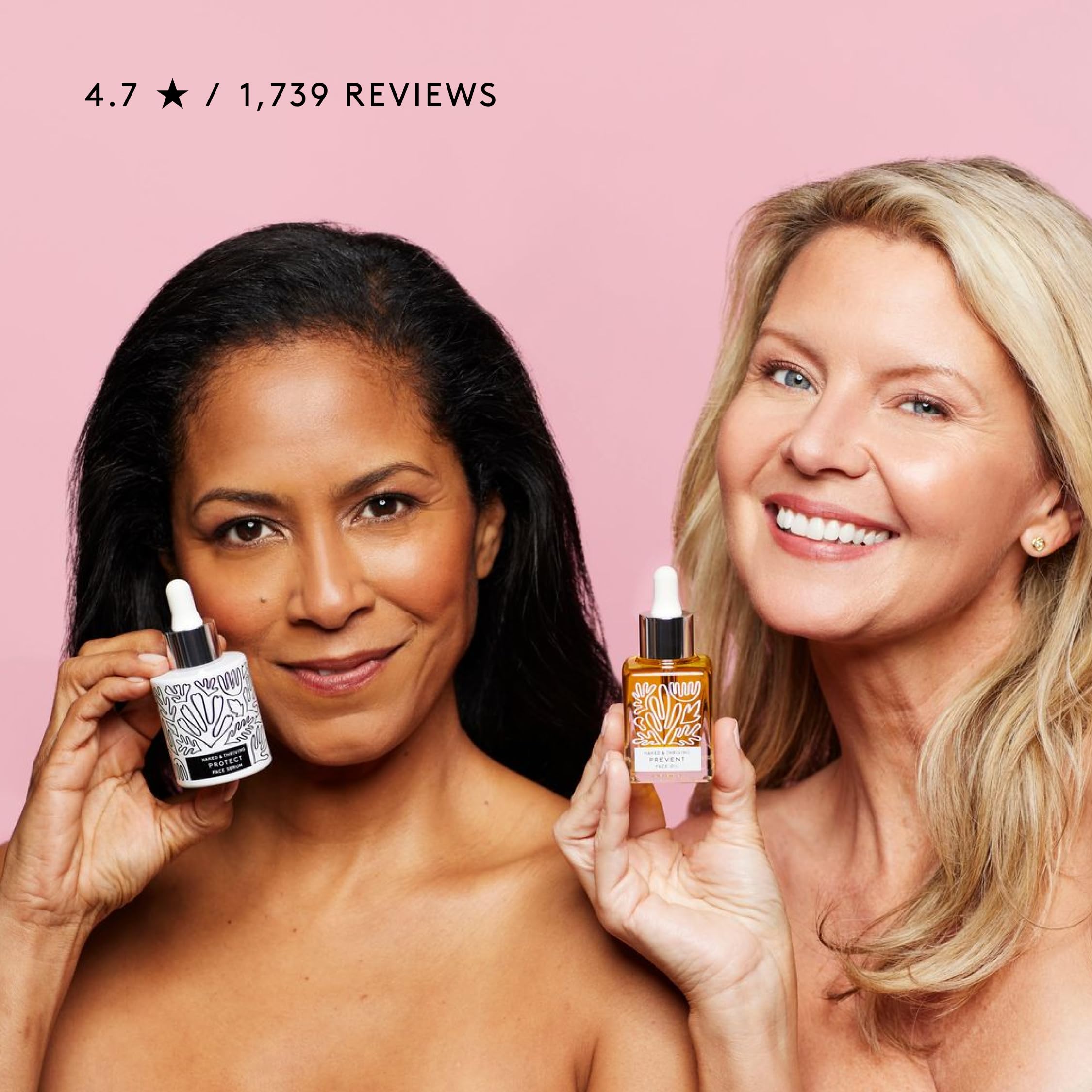 Naked & Thriving Rosehip Oil bottle signaling nourishing, dewy finish
