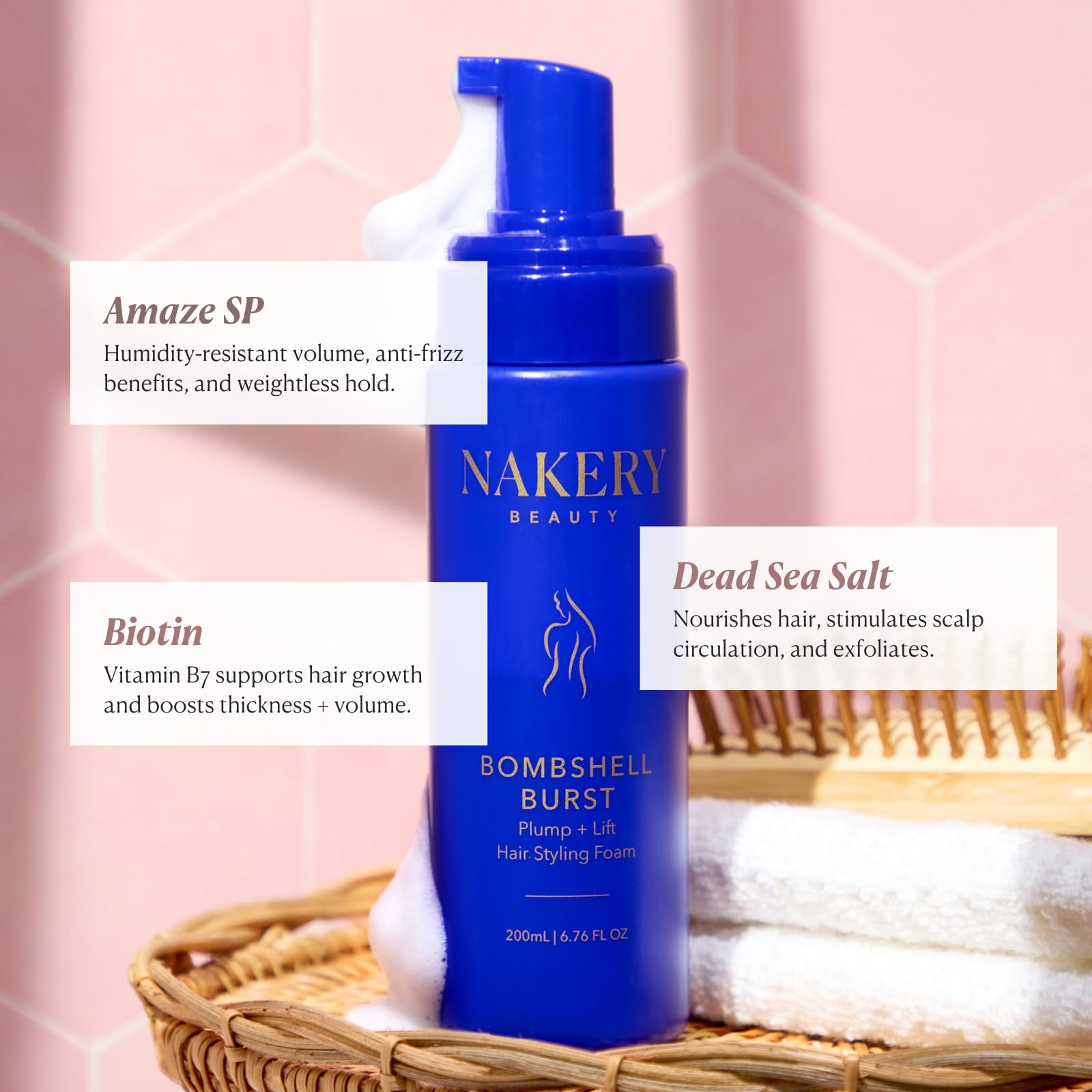 Nakery Bombshell Burst Biotin Keratin nourishes and strengthens hair without weighing it down.