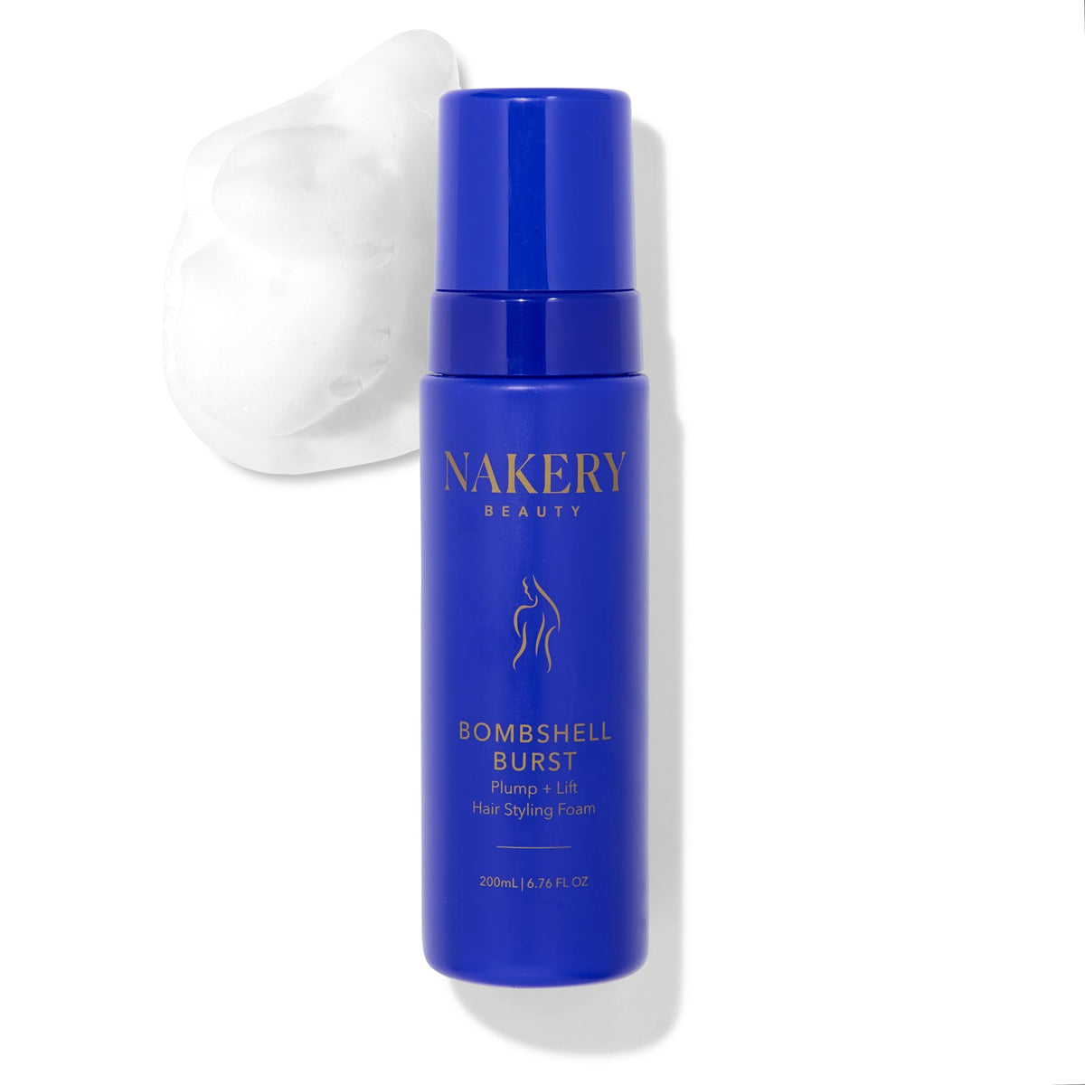 Nakery Bombshell Burst Hair Foam bottle dispensing foam for quick volume and lift.