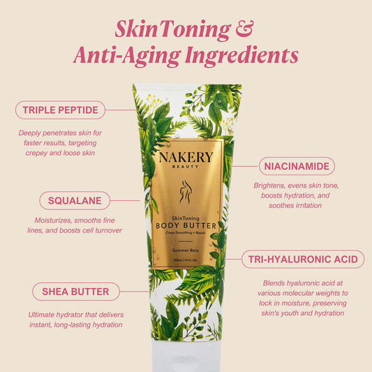 Close-up of Nakery peptide infused lotion texture for lifting and smoothing