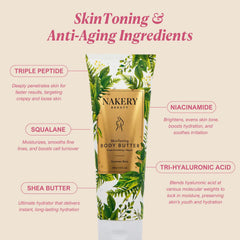 Close-up of Nakery peptide infused lotion texture for lifting and smoothing