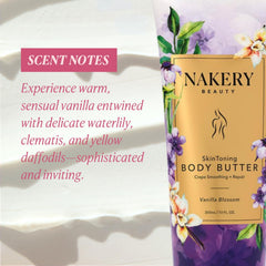 Nakery Skin Toning Body Butter application on hands for massage and absorption.