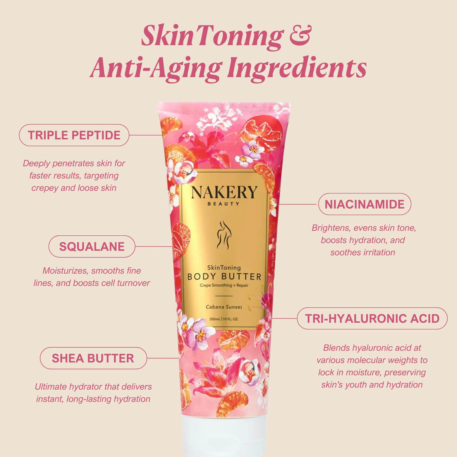 Nakery Skin Toning Body Butter application on arm demonstrating quick-absorb formula