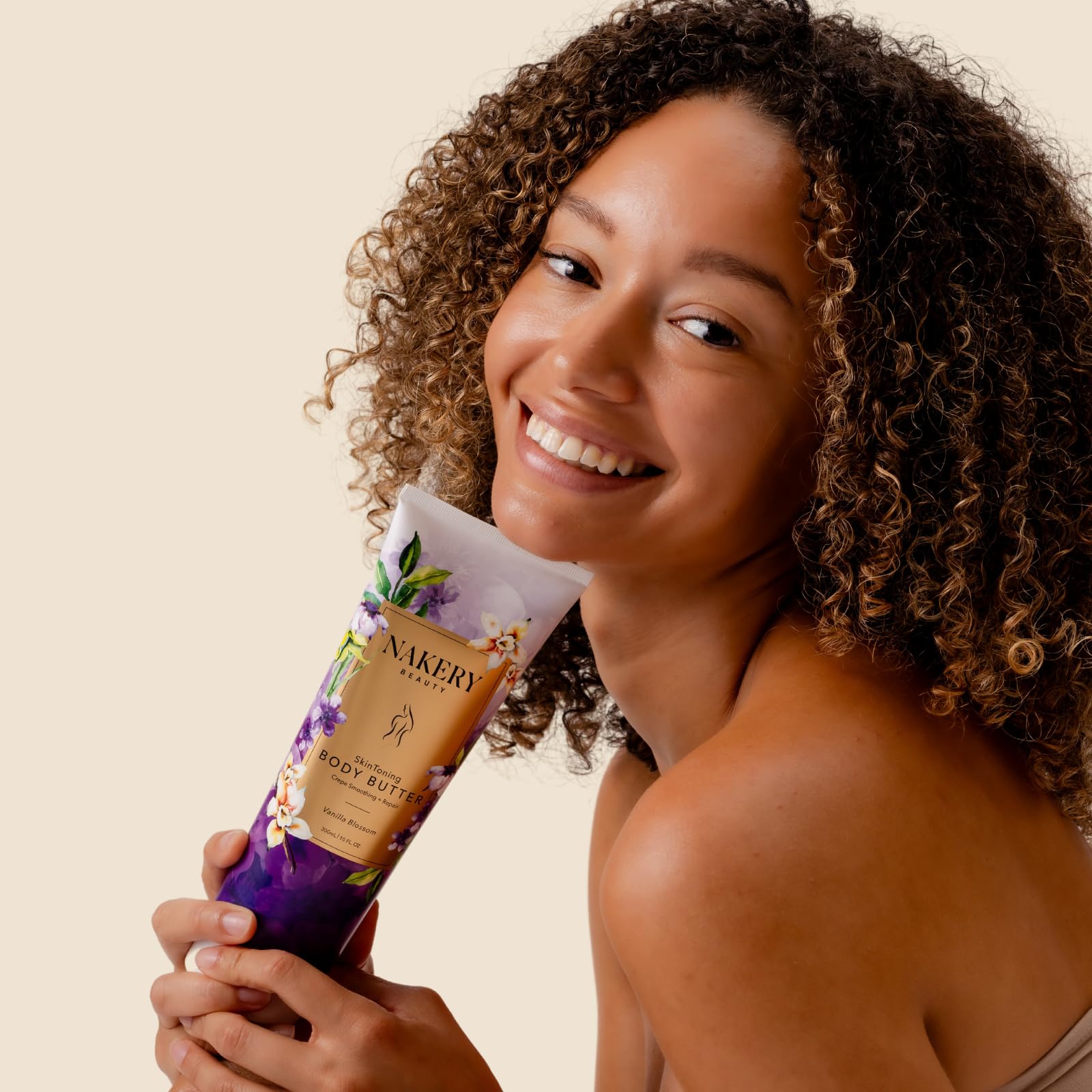 Nakery Skin Toning Body Butter packaging design signals premium care.