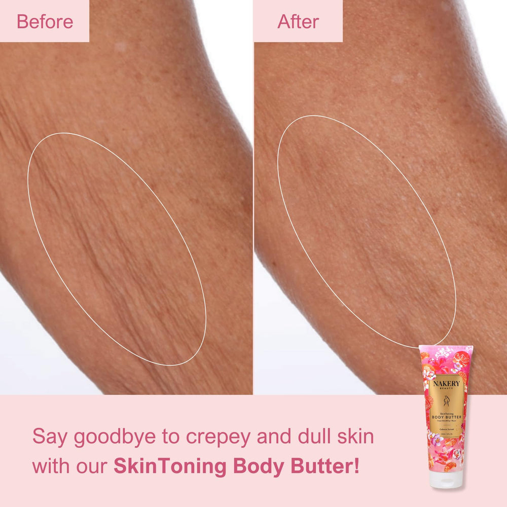 Nakery body butter spreading on skin exemplifying deep hydration and lift
