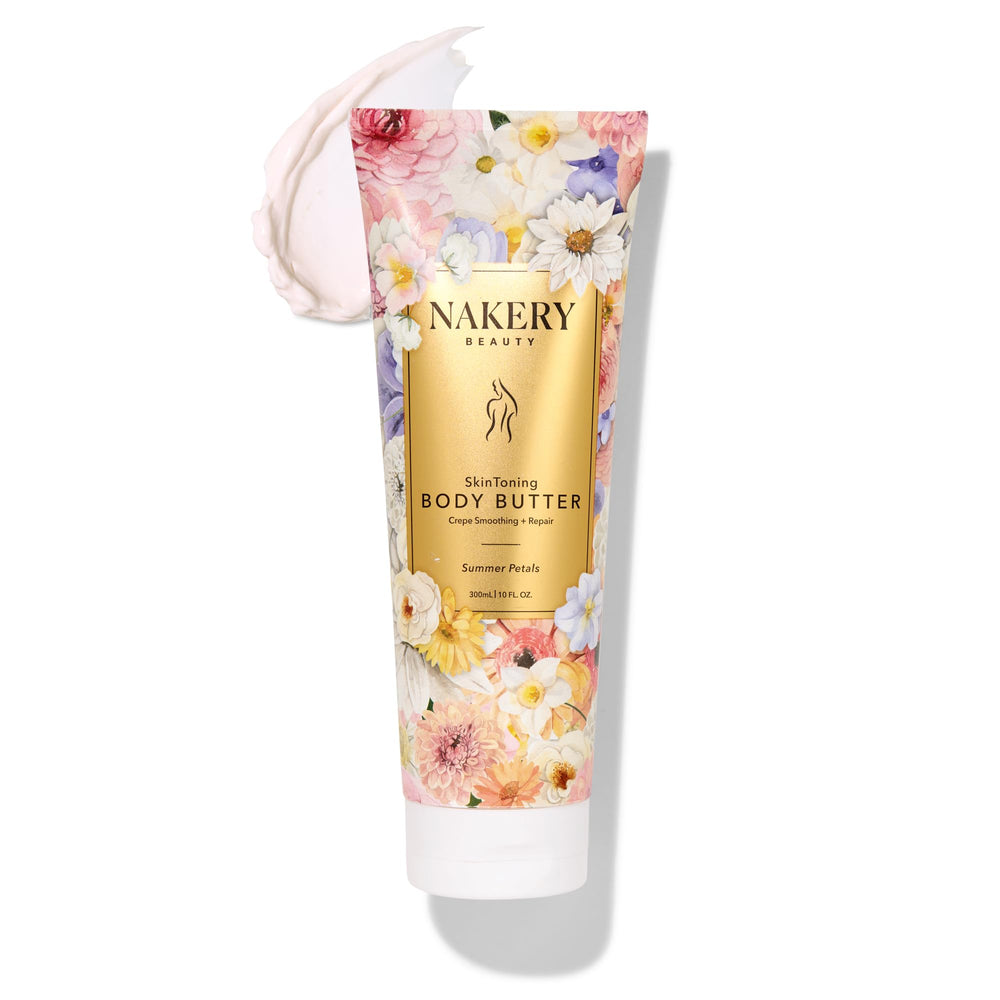 Nakery Skin Toning Butter bottle pour for easy, even application supporting firmer skin