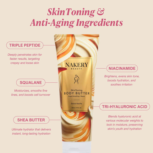 Nakery Skin Toning Butter applied to forearm for toning.