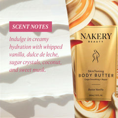 Nakery Skin Toning Butter on leg demonstrates full-body firming.