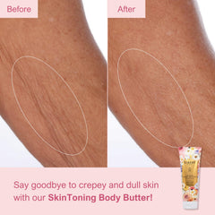 Nakery Skin Toning Butter legs image suggests improved elasticity and lift