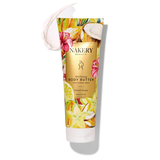 Nakery Tropical Therapy body butter jar demonstrates rich hydration for dry skin