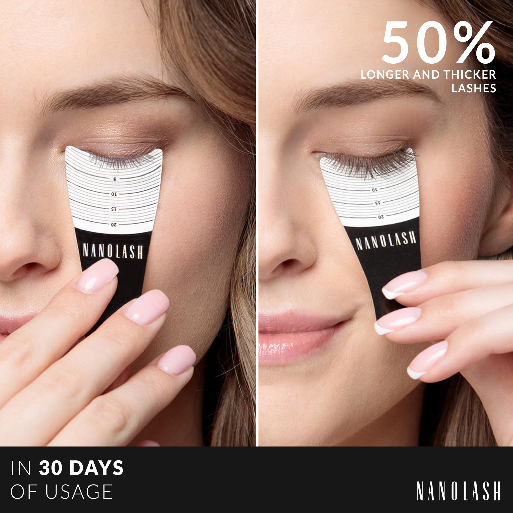 Close-up of Nanolash applicator brush for precise serum application