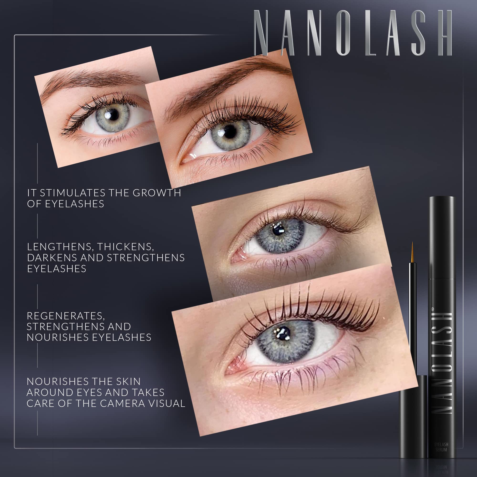 Smooth, lightweight Nanolash serum texture close-up