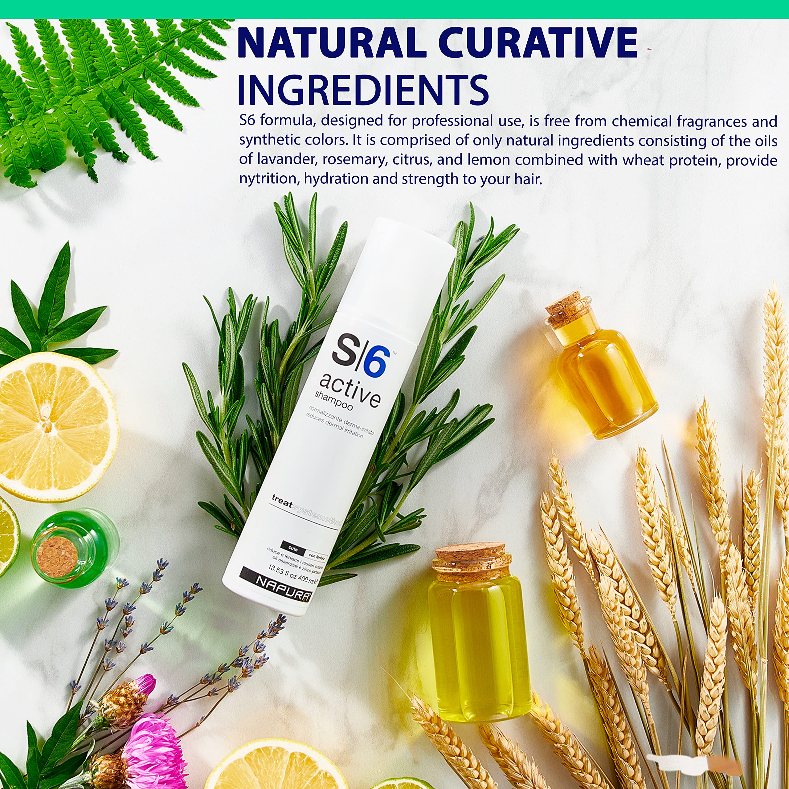 NAPURA S6 Active Shampoo sulfate-free protects color and hair health.