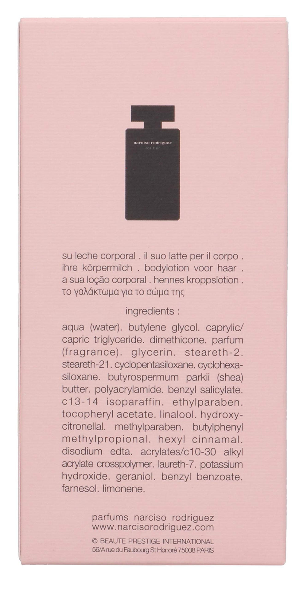 Close-up of Narciso Rodriguez for Her body lotion texture for deep moisture