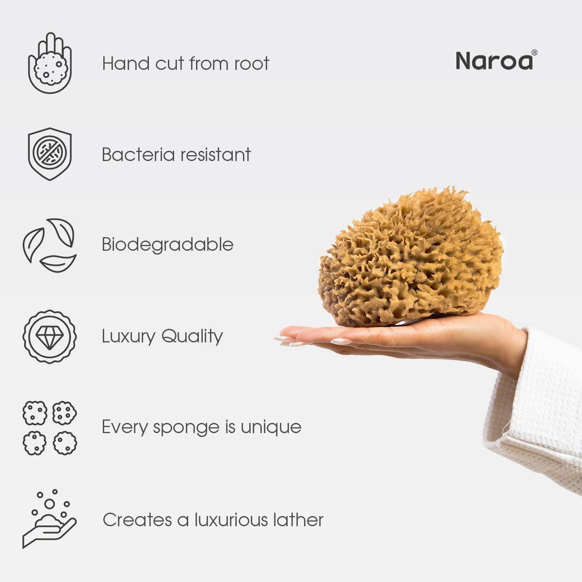 Naroa Soft Natural Sponge X Large with eco-friendly packaging