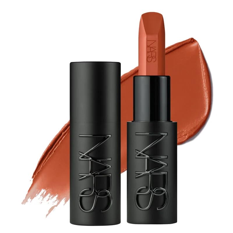 NARS Explicit No Shame 802 satin lipstick swatch showing vibrant color and moisture