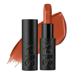 NARS Explicit No Shame 802 satin lipstick swatch showing vibrant color and moisture