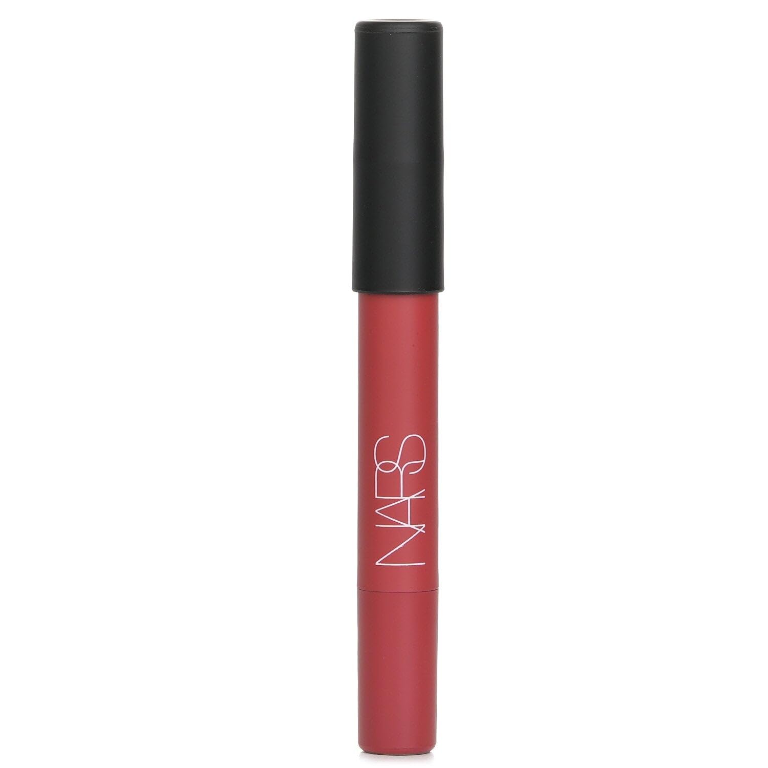 Brick red lip swatch on daylight skin using NARS Powermatte Born To Be Wild