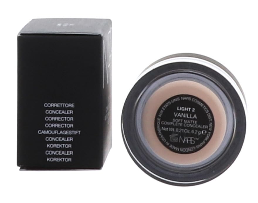 NARS Soft Matte Complete Concealer Vanilla packaging close-up highlighting portable design.