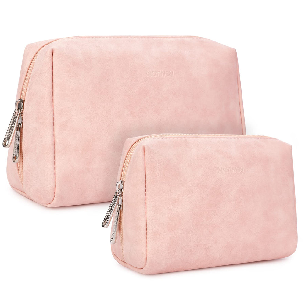 Narwey 2-pack vegan leather makeup bags front view for organized travel
