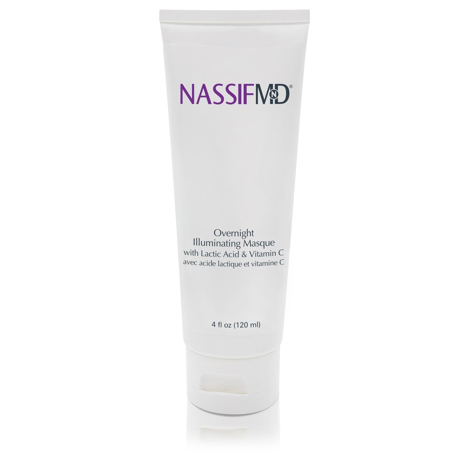 NassifMD bottle pour showing easy application for overnight brightening