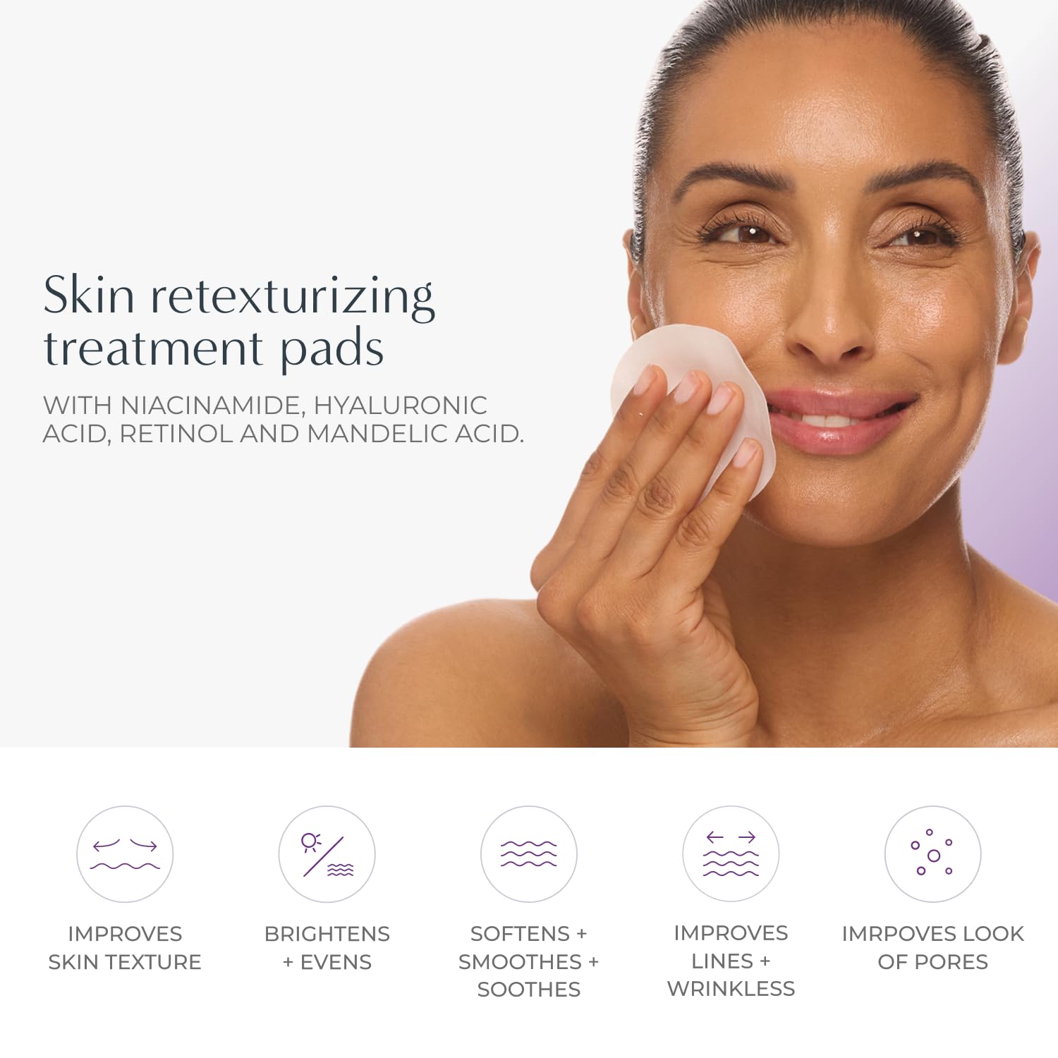 Applying NassifMD pad on clean skin to support smoother texture